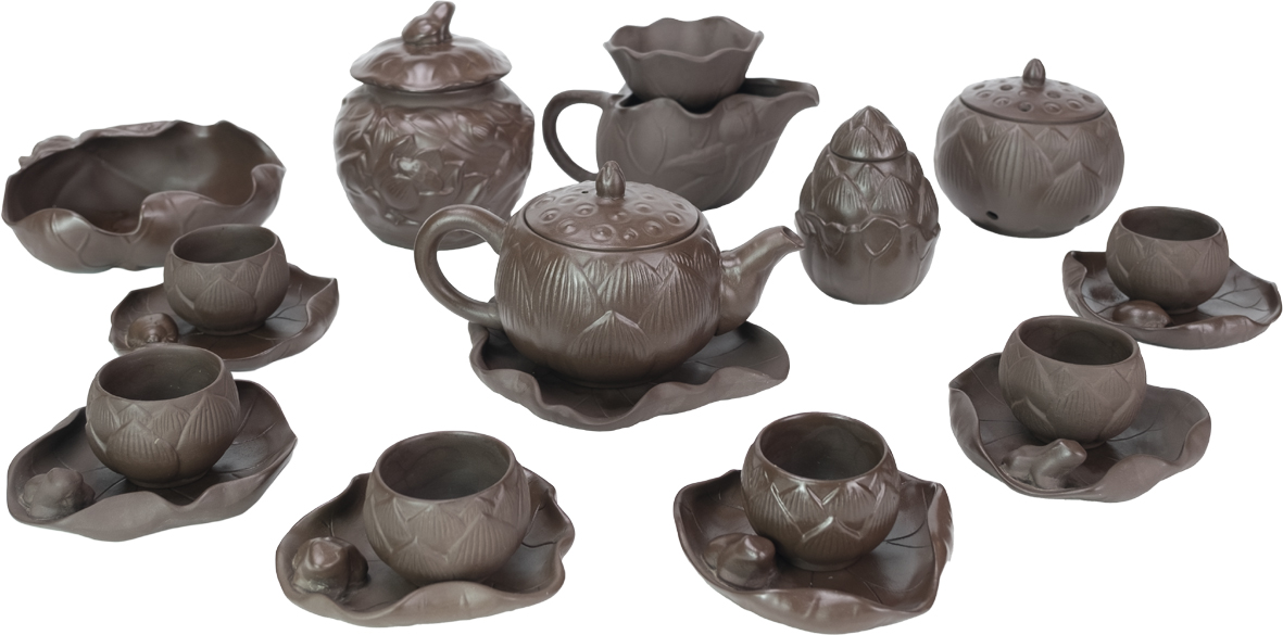 Bộ ấm trà Sen Thu – Gốm Hồng Sa