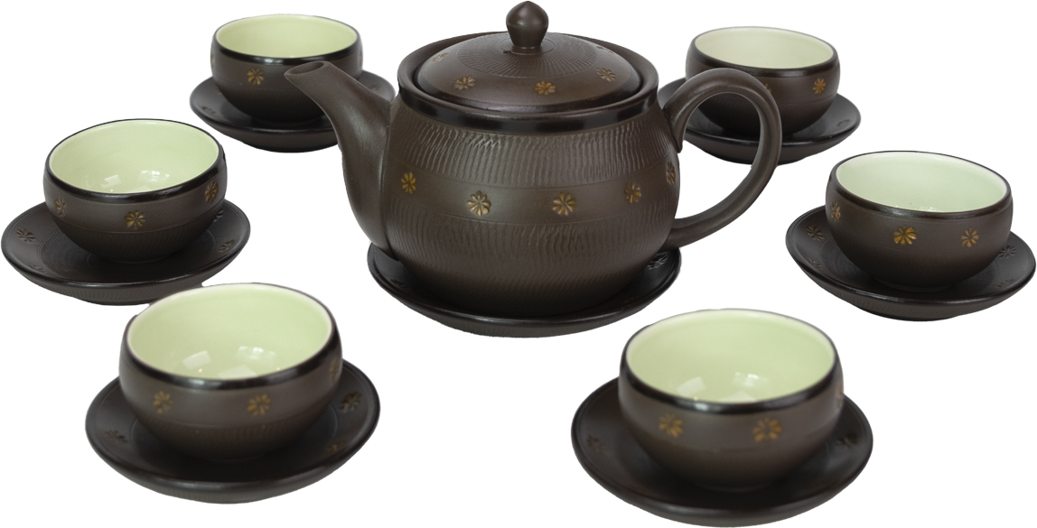 Bộ ấm trà Sao Vàng – Gốm Nâu